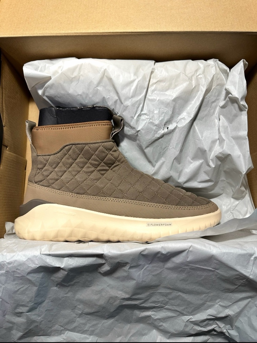 New mens Cole Haan 5.ZeroGrand reset high Quilted High-Top Sneaker Boot in Taupe